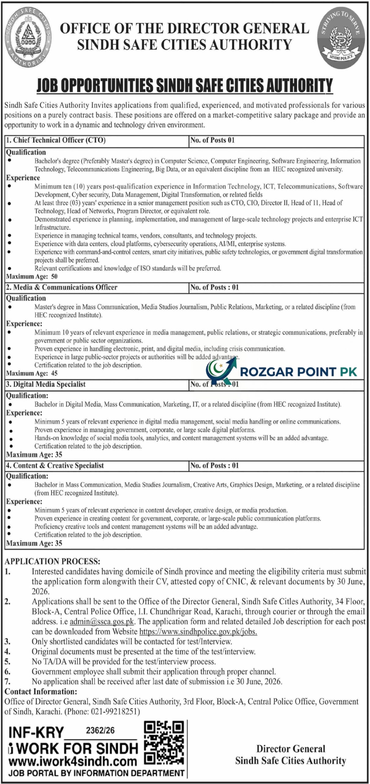 Sindh Safe Cities Authority Jobs 2026