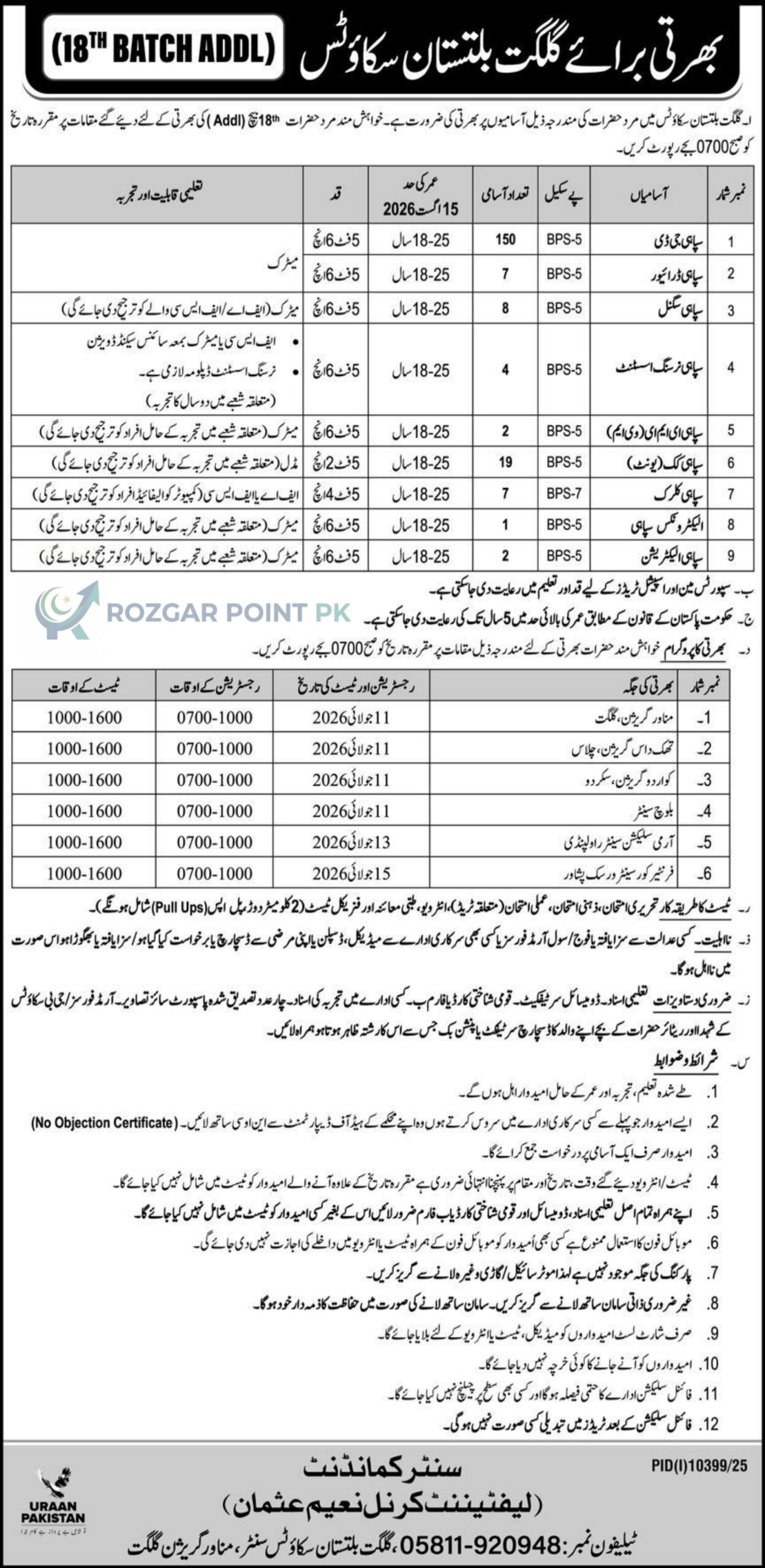 Gilgit Baltistan Scouts Jobs 2026