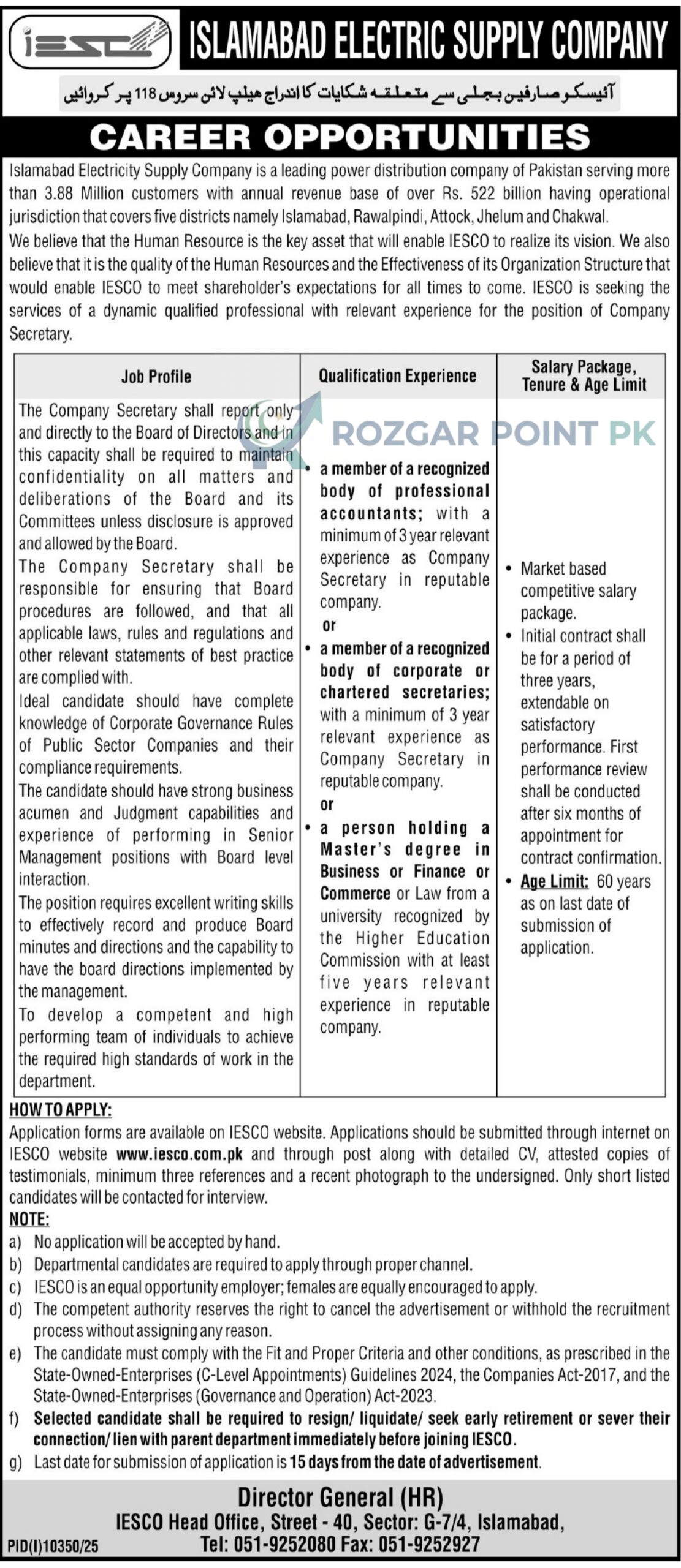 IESCO jobs 2026