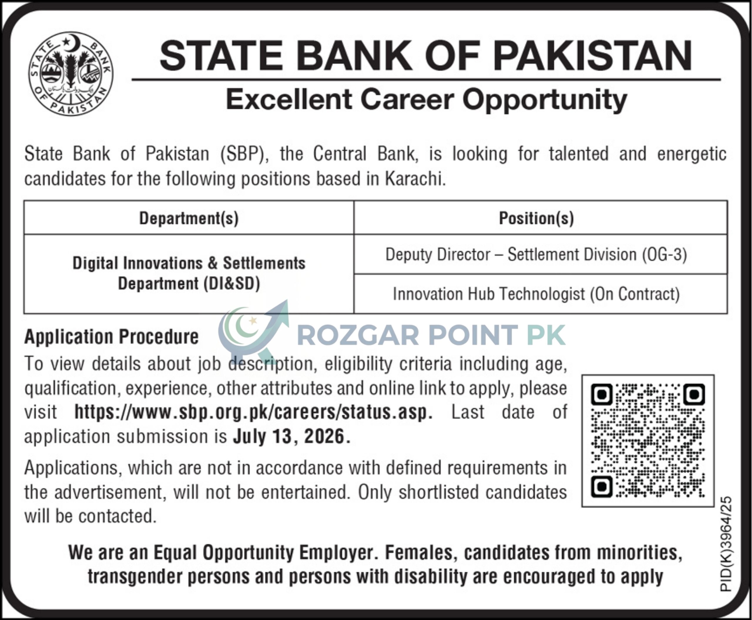 State Bank of Pakistan Jobs 2026