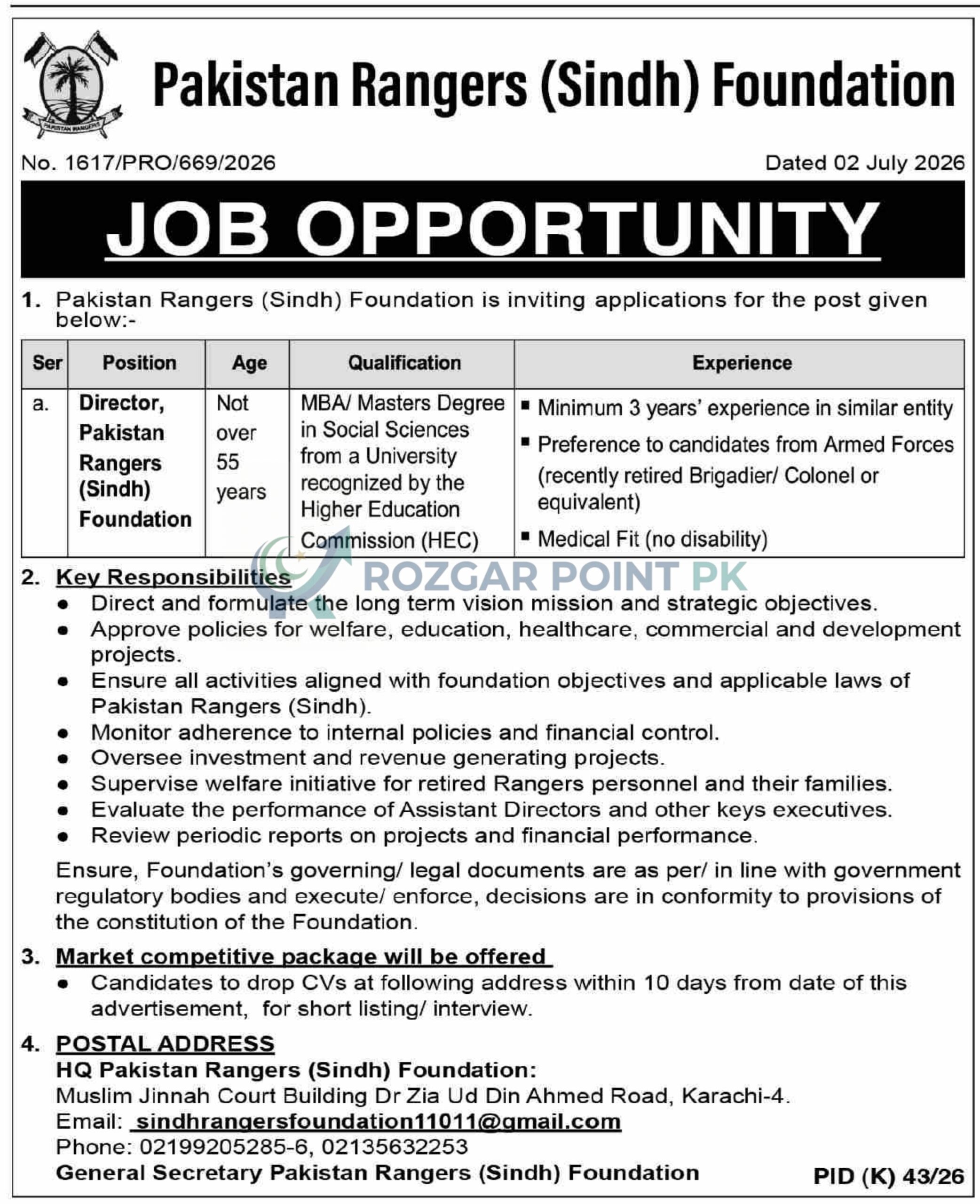 Pakistan Rangers jobs 2026 