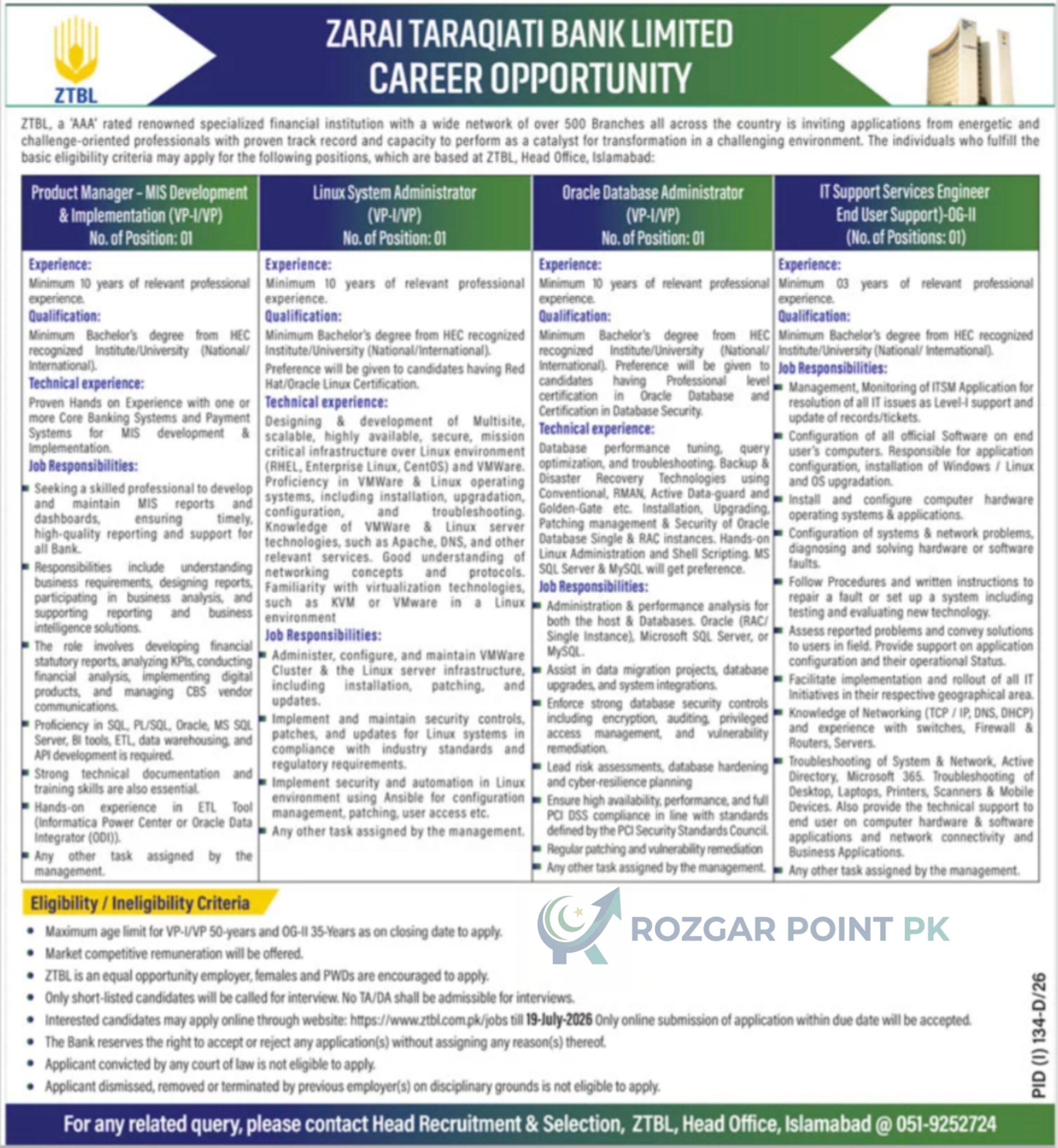 ZTBL Jobs 2026