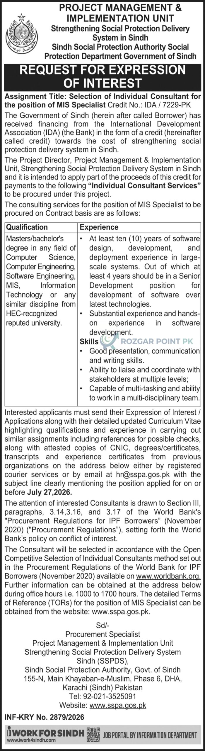 Sindh Social Protection Authority SSPA Jobs 2026 - Apply Now!