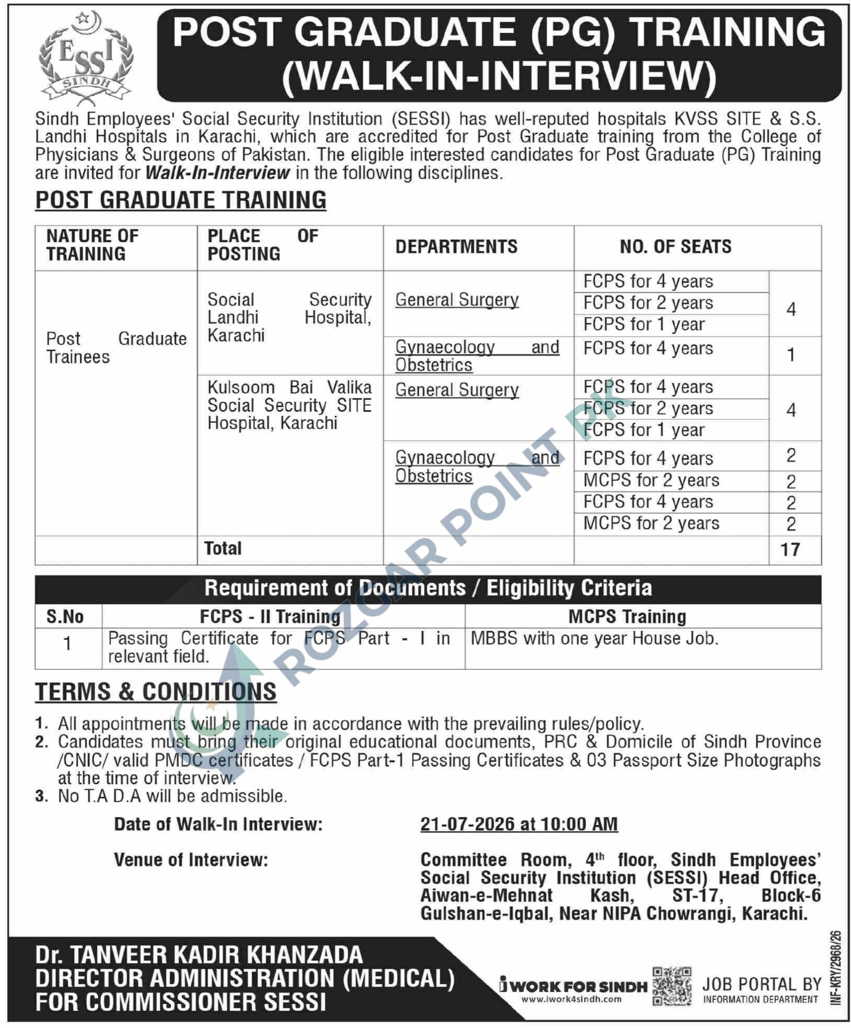 Sindh Employees Social Security Institution SESSI Jobs 2026