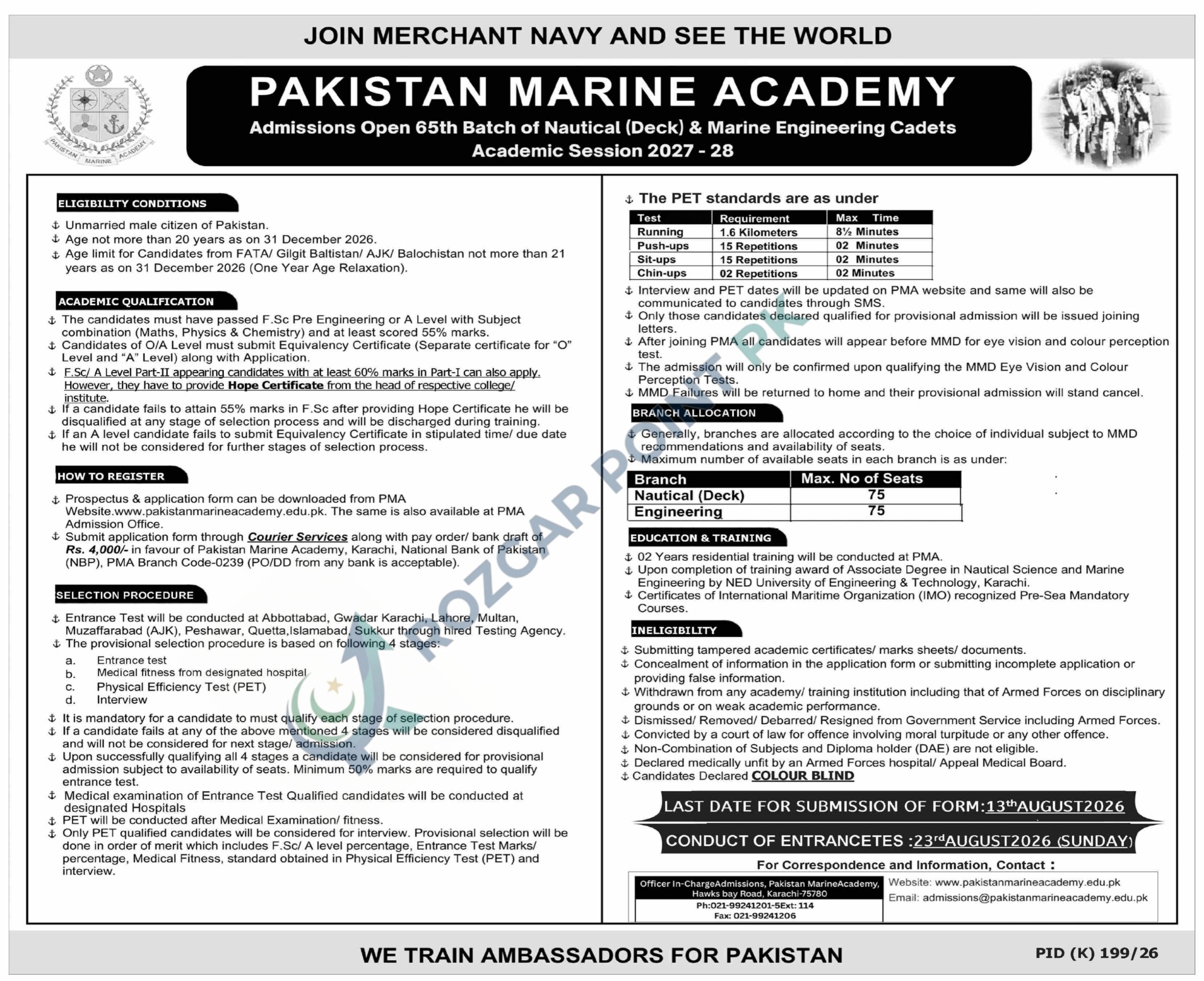 Pakistan Marine Academy Jobs 2026 – 65th Batch Admissions Open