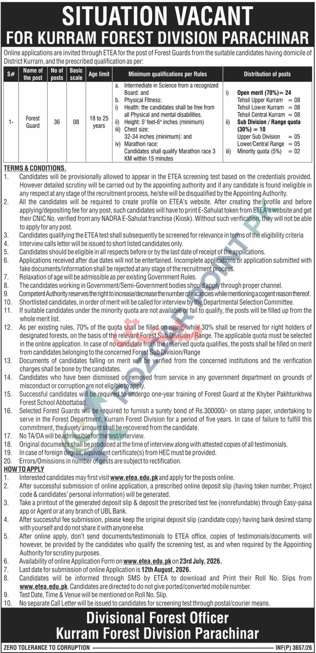 Kurram Forest Division Jobs 2026 – Apply Online for Forest Guard Posts