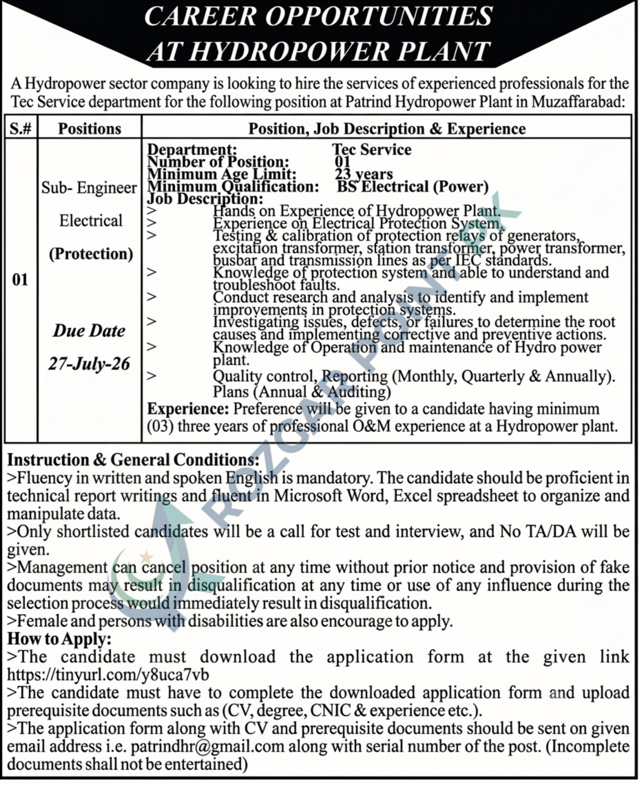 Hydropower Plant Jobs 2026