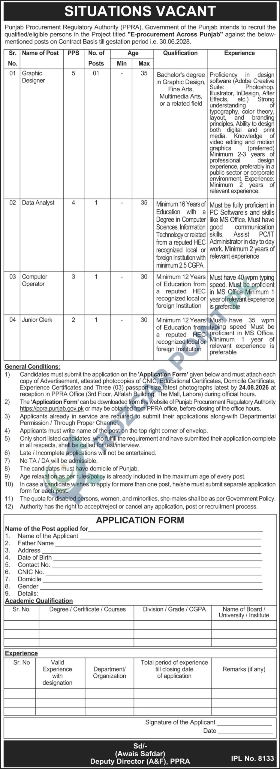 Punjab Procurement Regulatory Authority Job 2026