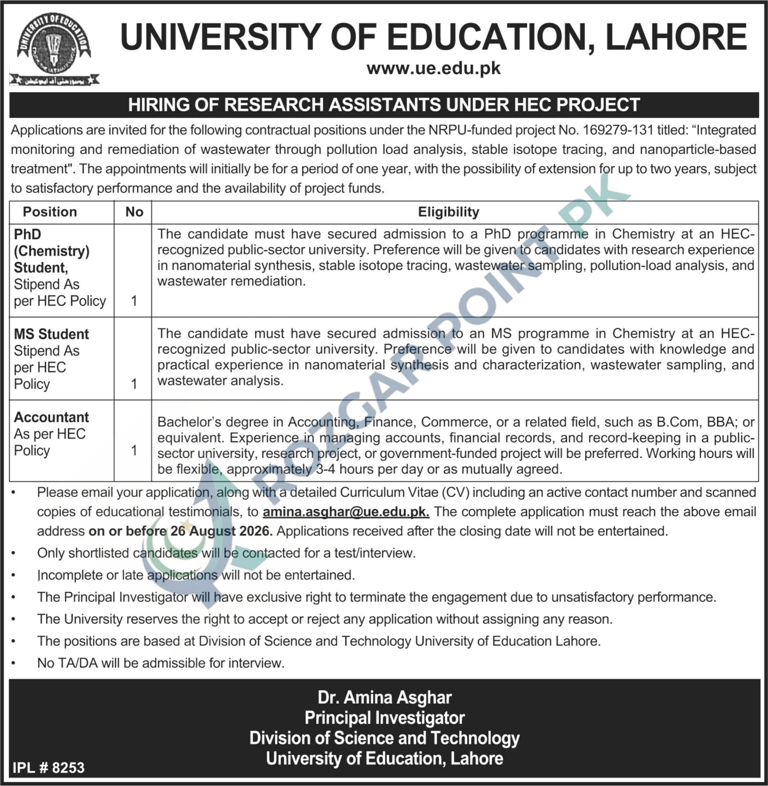 University of Education Lahore Jobs 2026