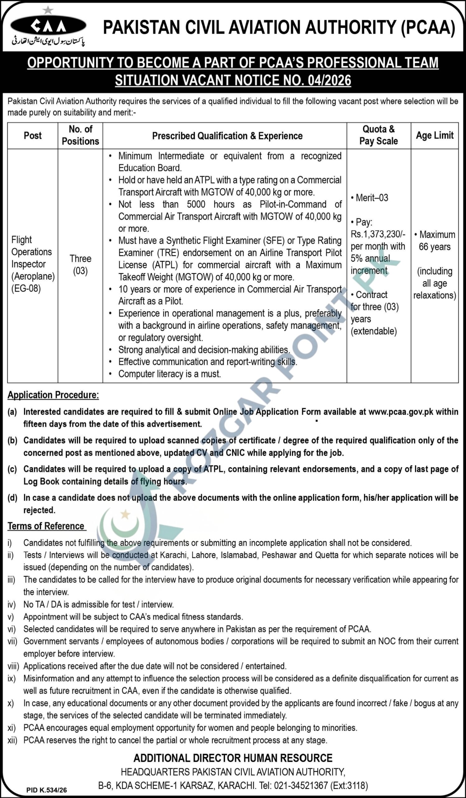 Pakistan Civil Aviation Authority Jobs 2026