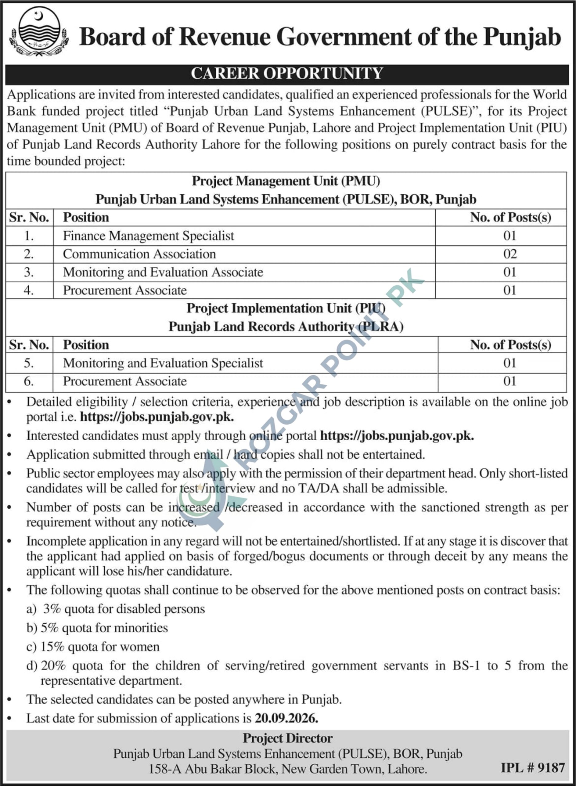 Board of Revenue PULSE Jobs 2026