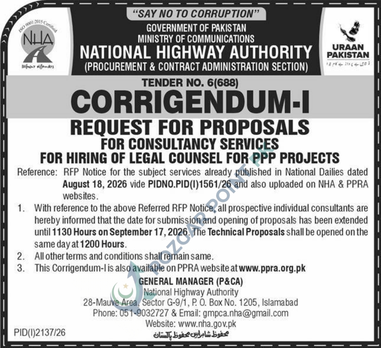 National Highway Authority NHA Islamabad Jobs 2026