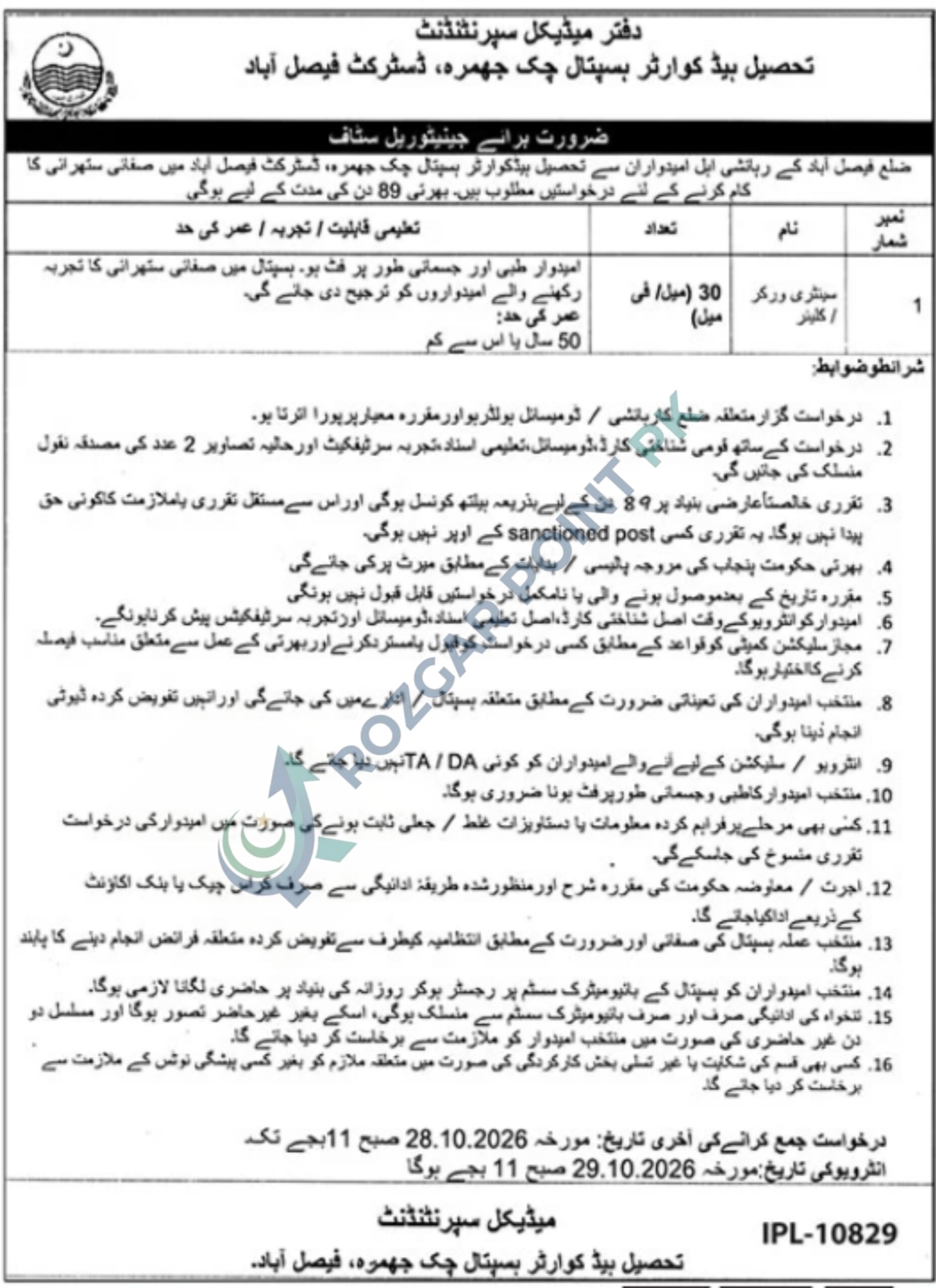 THQ Faisalabad Jobs 2026